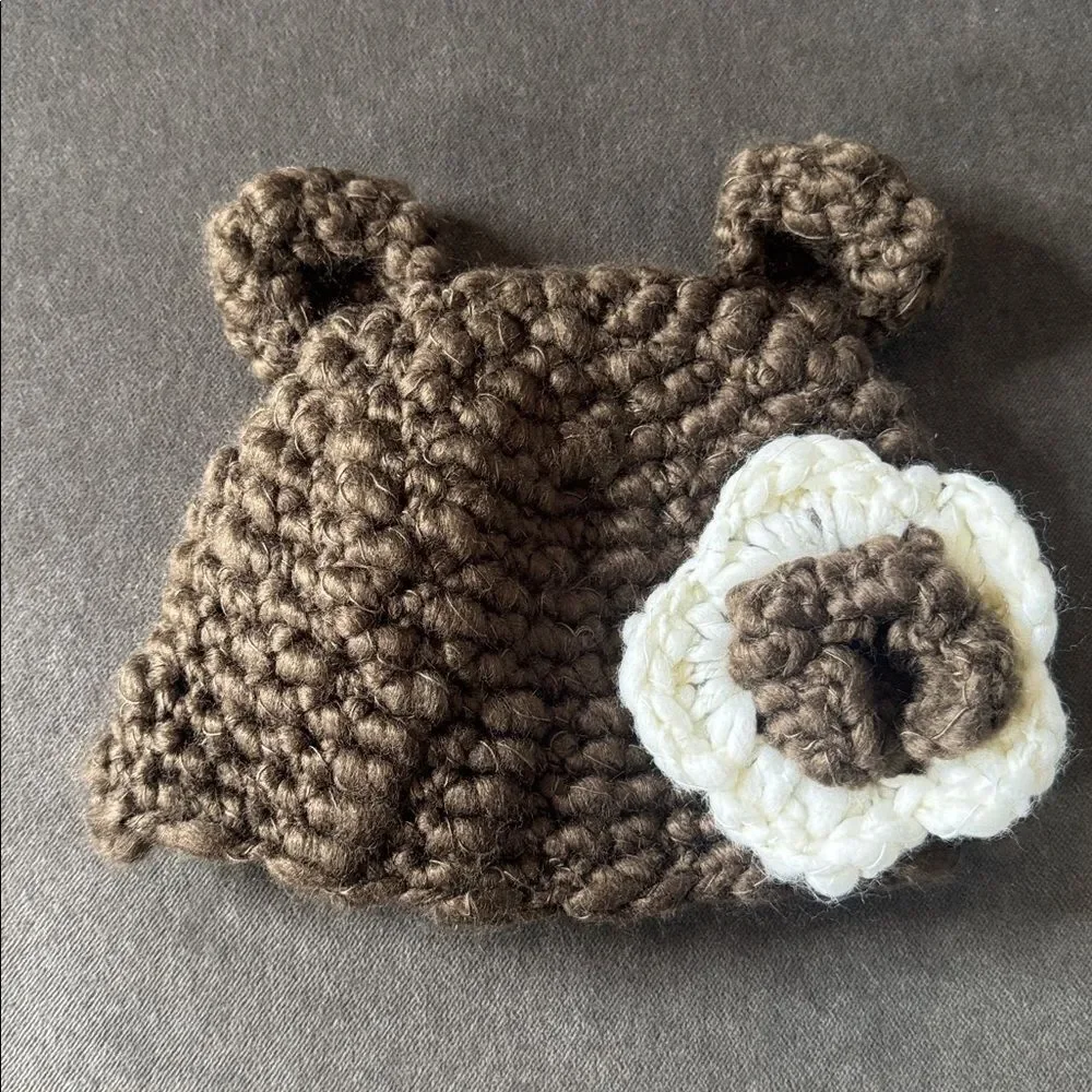 Daisy Baby Girls Baby Brown Bear Hat Beanie with Ears Size 0-6 months NEW
